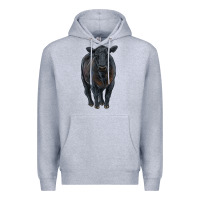Heather Grey black angus cattle Premium Hoodie - RanaPortraitStore