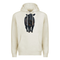 Oatmeal Heather black angus cattle Premium Hoodie - RanaPortraitStore