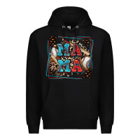 Black baseball mama with leopard Premium Hoodie - Zillion Design Studio