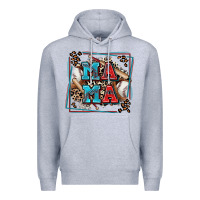 Heather Grey baseball mama with leopard Premium Hoodie - Zillion Design Studio