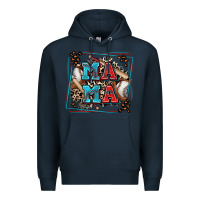 Navy baseball mama with leopard Premium Hoodie - Zillion Design Studio