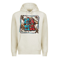 Oatmeal Heather baseball mama with leopard Premium Hoodie - Zillion Design Studio