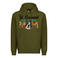 Army Green western st. bernard mom Premium Hoodie - RanaPortraitStore