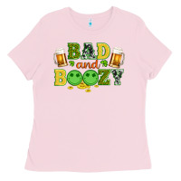 Bubblegum Pink bad and boozy wıth beer and coins Ladies Tee - Artiststas