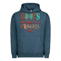 Pigment Midnight Navy boots and bling its a cowgirl thing Urban Hoodie - texasbilliewilder