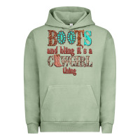 Pigment Oil Green boots and bling its a cowgirl thing Urban Hoodie - texasbilliewilder