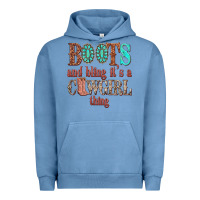 Pigment Pebble Blue boots and bling its a cowgirl thing Urban Hoodie - texasbilliewilder