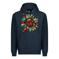 Navy Cherry sunflower Premium Hoodie - texasbilliewilder