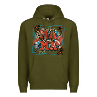 Army Green American football mama with leopard Premium Hoodie - Zillion Design Studio