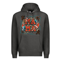 Charcoal Heather American football mama with leopard Premium Hoodie - Zillion Design Studio