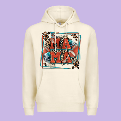 American Football Mama With Leopard Premium Hoodie Designed By Zillion Design Studio
