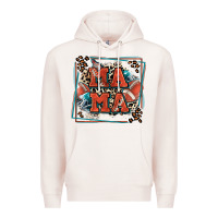 Pale Pink American football mama with leopard Premium Hoodie - Zillion Design Studio