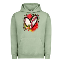 Pigment Oil Green fruits and baseball heart Urban Hoodie - Zillion Design Studio