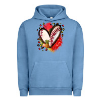 Pigment Pebble Blue fruits and baseball heart Urban Hoodie - Zillion Design Studio