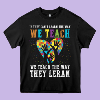 Autism Awareness Teacher Heavy Core Tee Designed By Cowhidedigitalart