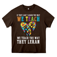 Chocolate Brown Autism Awareness Teacher Heavy Core Tee - CowhideDigitalArt