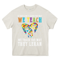 Cream Autism Awareness Teacher Heavy Core Tee - CowhideDigitalArt