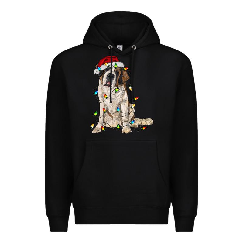 Saint Bernard With Christmas Lights Premium Hoodie by RanaPortraitStore | Teevron