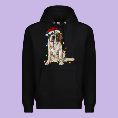 Saint Bernard With Christmas Lights Premium Hoodie Designed By Ranaportraitstore