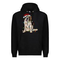 Black saint bernard with christmas lights Premium Hoodie - RanaPortraitStore