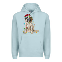 Blue Mist saint bernard with christmas lights Premium Hoodie - RanaPortraitStore