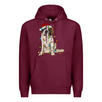 Burgundy saint bernard with christmas lights Premium Hoodie - RanaPortraitStore