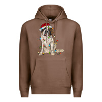 Chestnut saint bernard with christmas lights Premium Hoodie - RanaPortraitStore