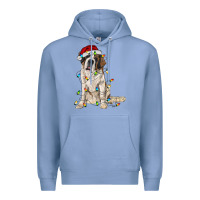 Colony Blue saint bernard with christmas lights Premium Hoodie - RanaPortraitStore