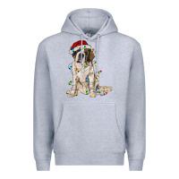 Heather Grey saint bernard with christmas lights Premium Hoodie - RanaPortraitStore