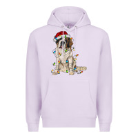 Lilac saint bernard with christmas lights Premium Hoodie - RanaPortraitStore