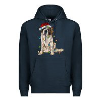 Navy saint bernard with christmas lights Premium Hoodie - RanaPortraitStore