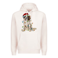 Pale Pink saint bernard with christmas lights Premium Hoodie - RanaPortraitStore