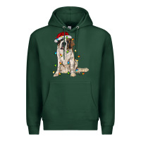 Sports Green saint bernard with christmas lights Premium Hoodie - RanaPortraitStore