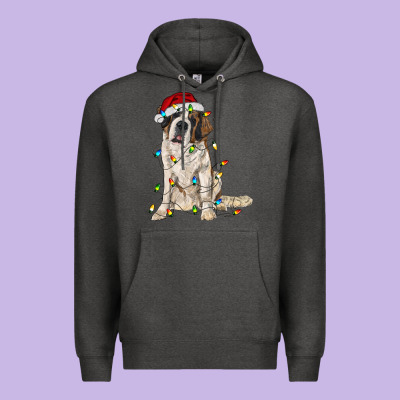Saint Bernard With Christmas Lights Premium Hoodie Designed By Ranaportraitstore