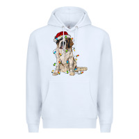 White saint bernard with christmas lights Premium Hoodie - RanaPortraitStore