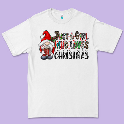Just A Girk Who Loves Christmas Premium Tee Designed By Cowhidedigitalart