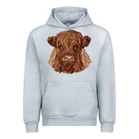 Heather Grey highland cow Urban Hoodie - RanaPortraitStore