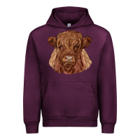 Mauve Wine highland cow Urban Hoodie - RanaPortraitStore
