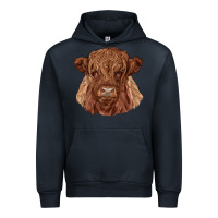 Navy highland cow Urban Hoodie - RanaPortraitStore
