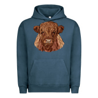 Pigment Midnight Navy highland cow Urban Hoodie - RanaPortraitStore