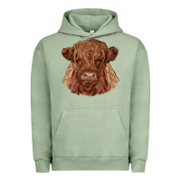 Pigment Oil Green highland cow Urban Hoodie - RanaPortraitStore