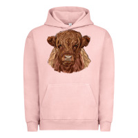 Pigment Salmon highland cow Urban Hoodie - RanaPortraitStore