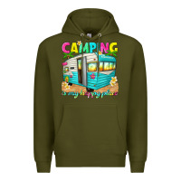 Army Green camping is my happy place Premium Hoodie - texasbilliewilder