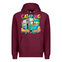 Burgundy camping is my happy place Premium Hoodie - texasbilliewilder
