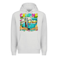 Dove Grey camping is my happy place Premium Hoodie - texasbilliewilder