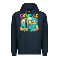 Navy camping is my happy place Premium Hoodie - texasbilliewilder