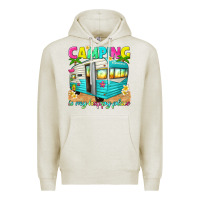 Oatmeal Heather camping is my happy place Premium Hoodie - texasbilliewilder
