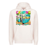 Pale Pink camping is my happy place Premium Hoodie - texasbilliewilder