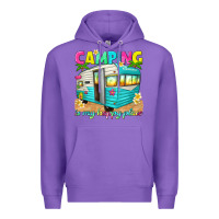 Purple camping is my happy place Premium Hoodie - texasbilliewilder