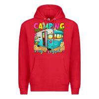 Red camping is my happy place Premium Hoodie - texasbilliewilder